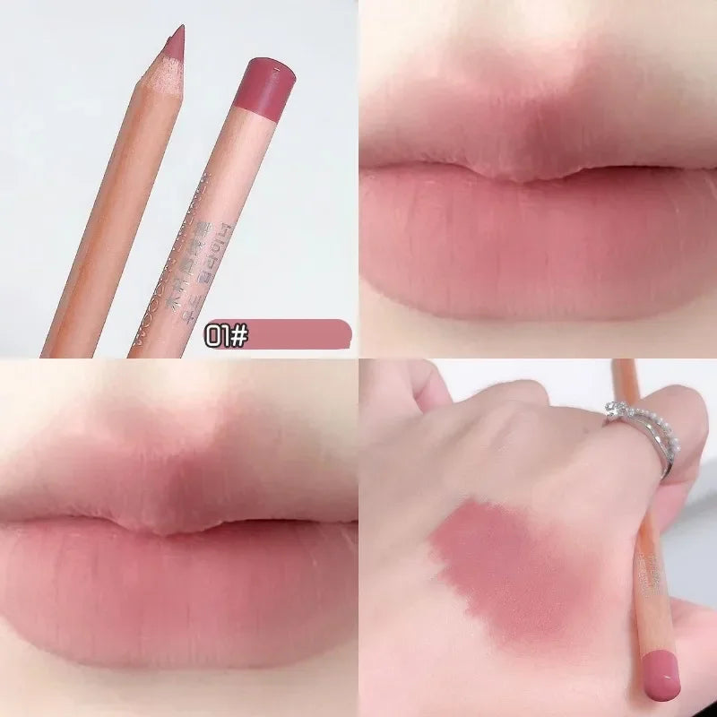 Wooden Matte Lip Liner Pencil – Waterproof Nude Contour