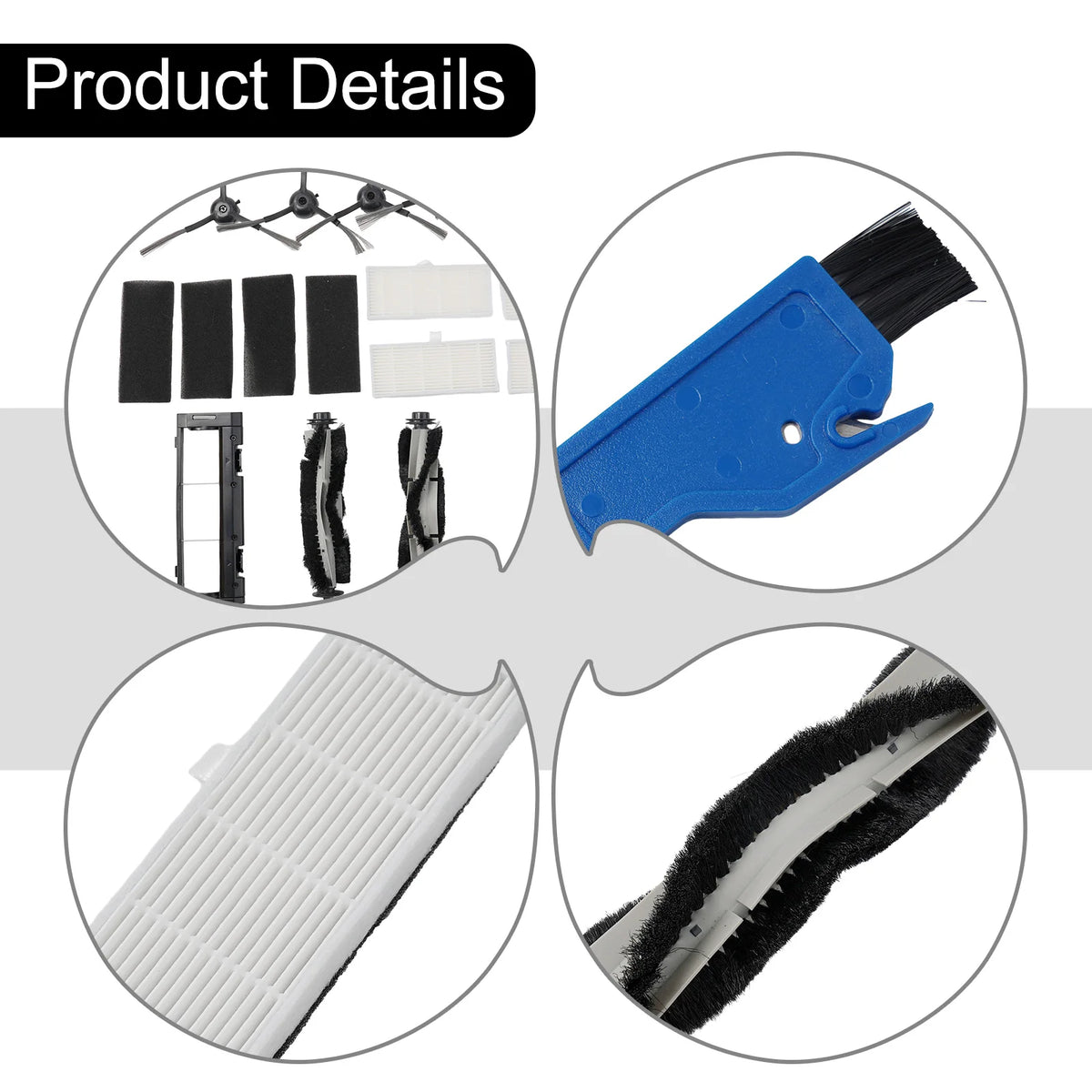 Vactidy T6 Robot Vacuum Replacement Parts – Brushes & Filter Vacuum Replacement Kit PRIMED