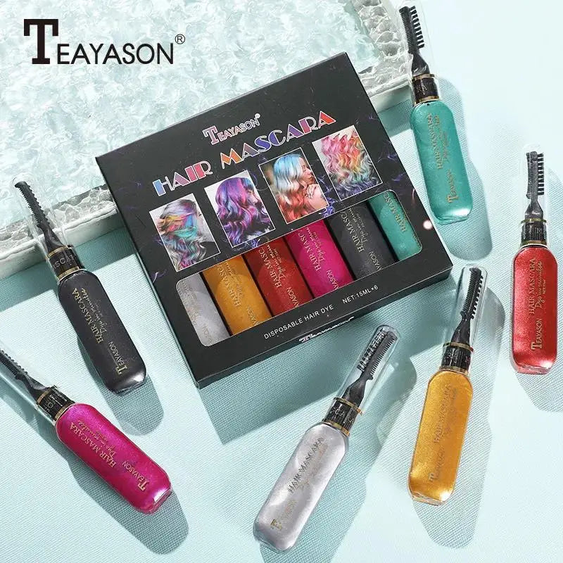 Temporary Hair Color Wax Kit – 6 Washable Shades + Brush