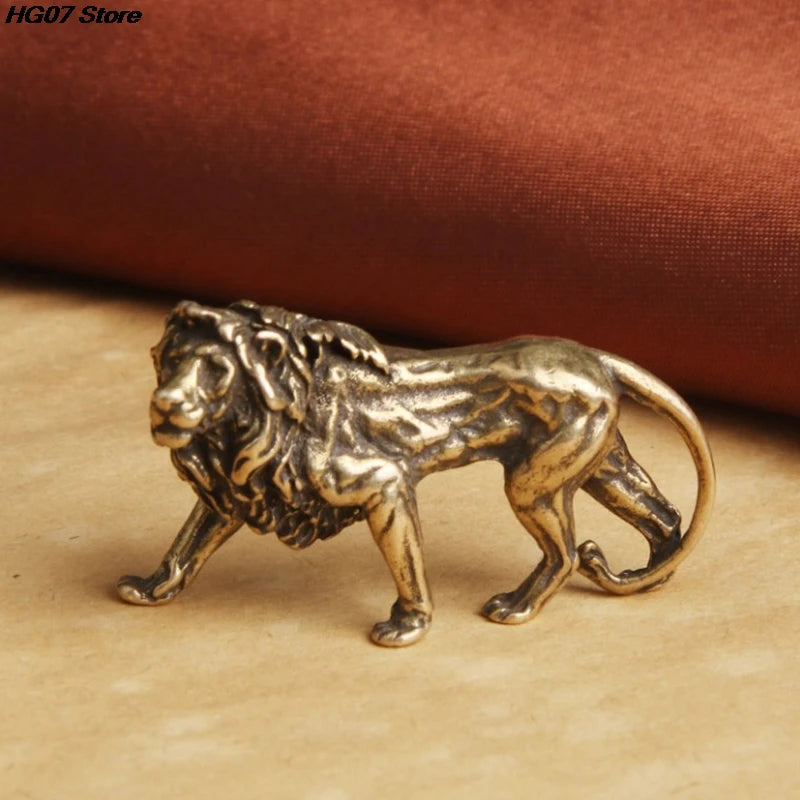Vintage Brass Lion Miniature Figurine | Desk & Home Decor Statue