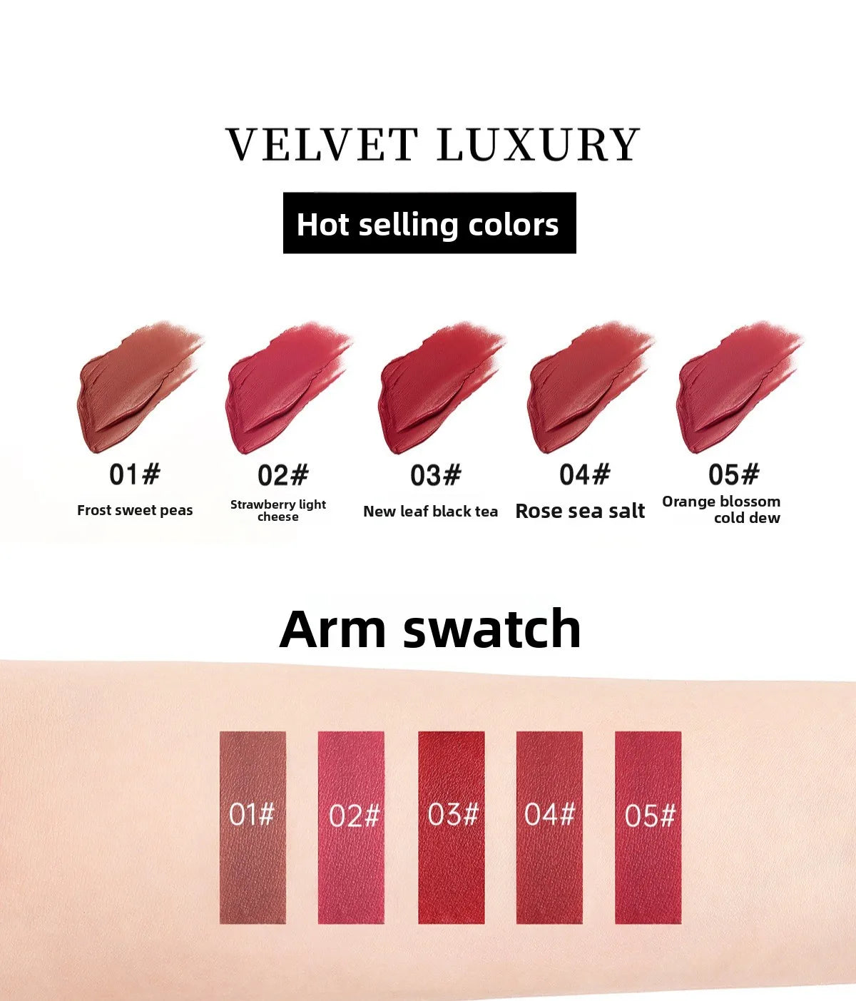 Blana Velvet Matte Lipstick – 5 Colors, Waterproof Lip Tint Matte Lipstick PRIMED