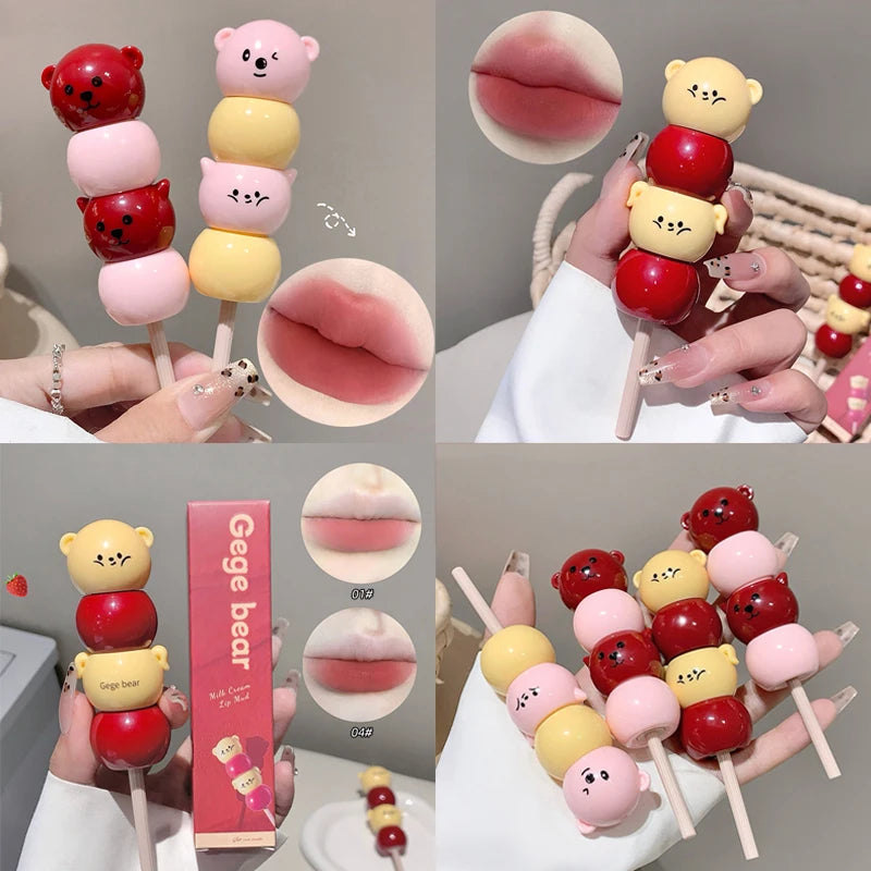 Gege Bear Velvet Matte Liquid Lipstick – Peach Pink Lip Mud Liquid Lipstick PRIMED