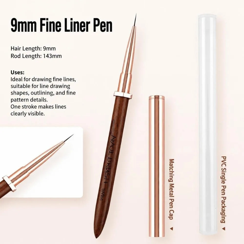 Sandalwood Handle Nail Art Detail Brush – Portable Nail Pen