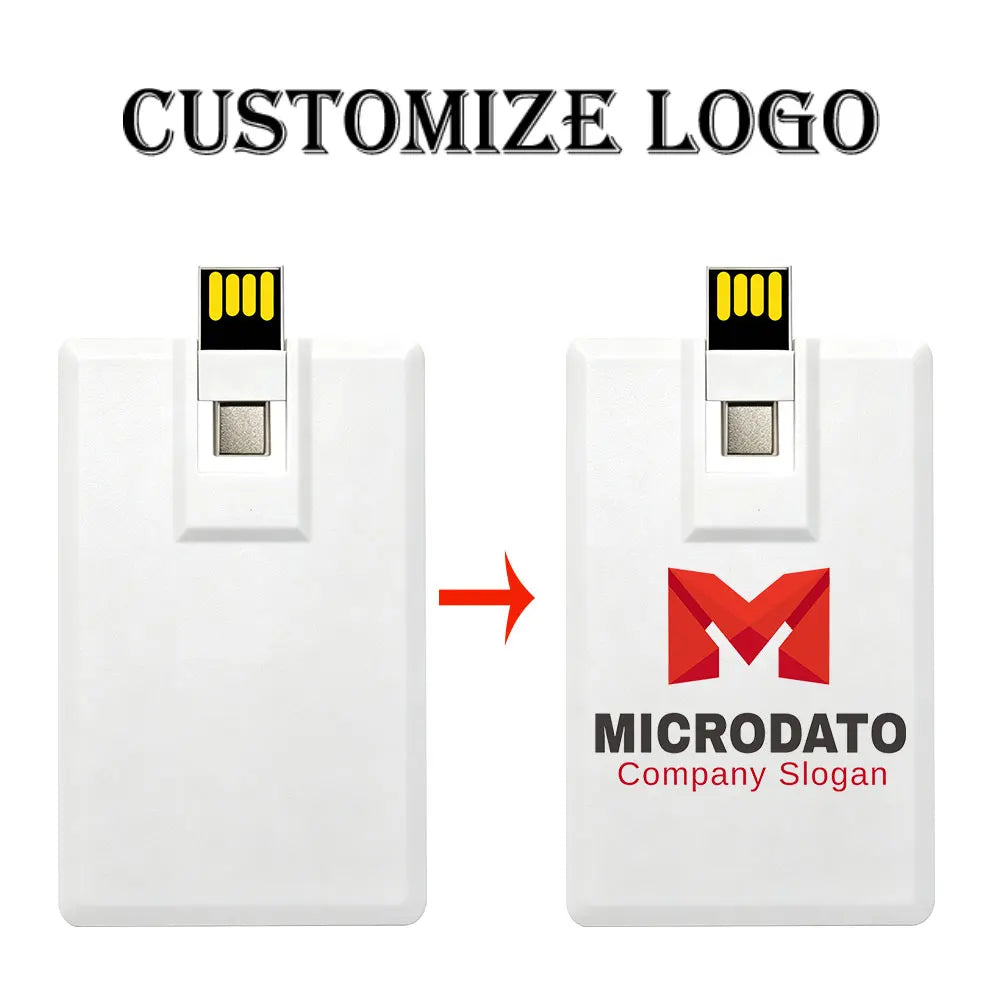 Custom Logo Credit Card USB Flash Drive 4GB Dual USB & Type-C Custom USB Flash Drive PRIMED