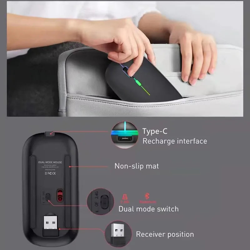 MissionFit RGB Wireless Mouse | Silent Bluetooth Rechargeable Wireless Gaming Mouse PRIMED