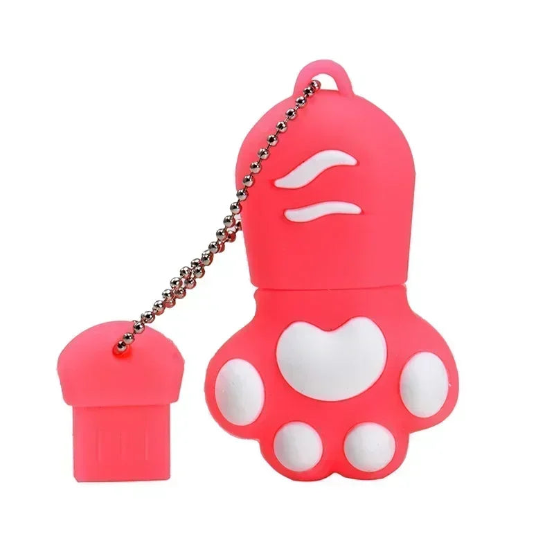 JASTER Cat Claw Silicone USB Flash Drive 4GB–128GB Keychain USB Flash Drive PRIMED Pink 8GB