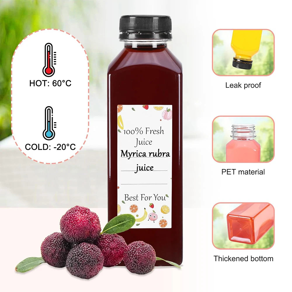 LMETJMA 500ml BPA-Free PET Juice Bottles with Caps | Bulk Set Juice Bottles Set PRIMED