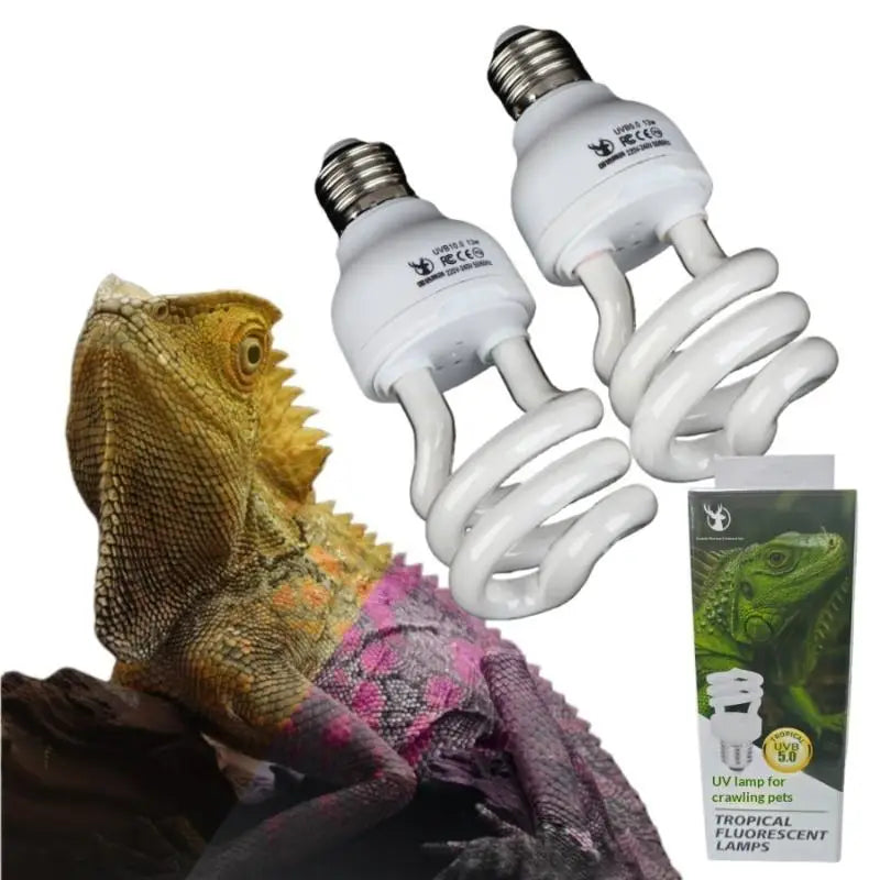 UVB Reptile Lamp 13W/26W 5.0 & 10.0 – Terrarium Basking Light Reptile UVB Lamp PRIMED