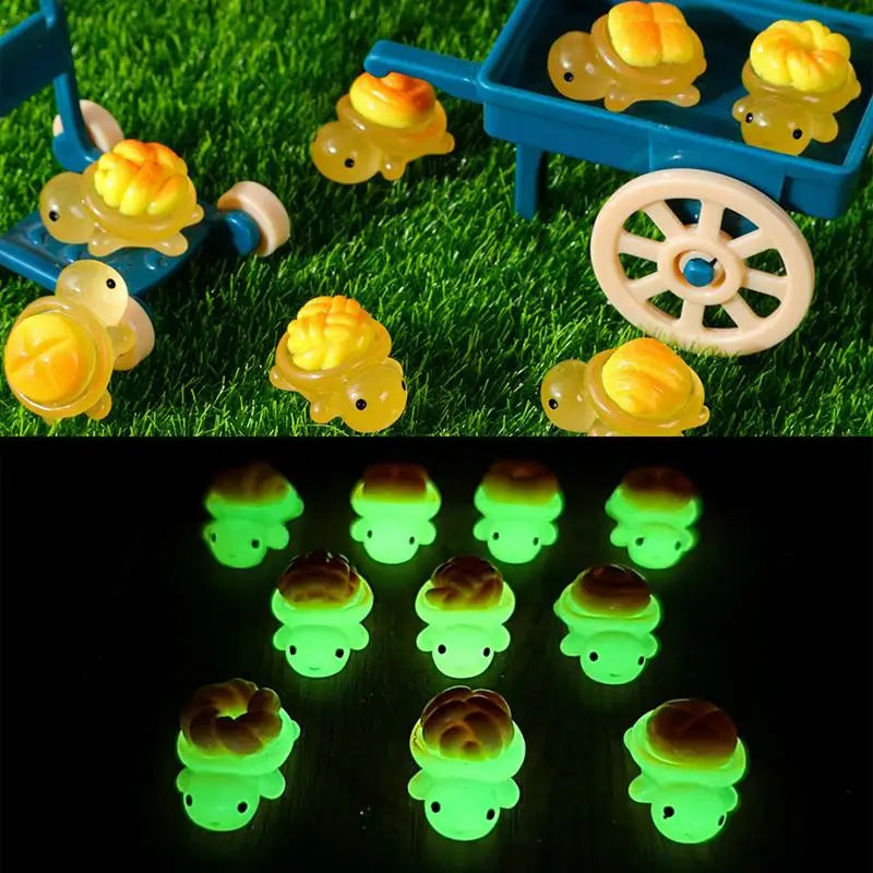 10pcs Glow-in-the-Dark Mini Resin Turtle Ornaments | Garden & Desk