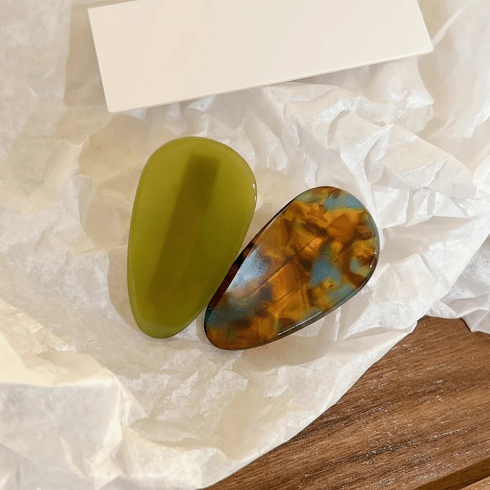Vintage Colorful Drop Shape Hair Clips – 2pc Barrettes Set