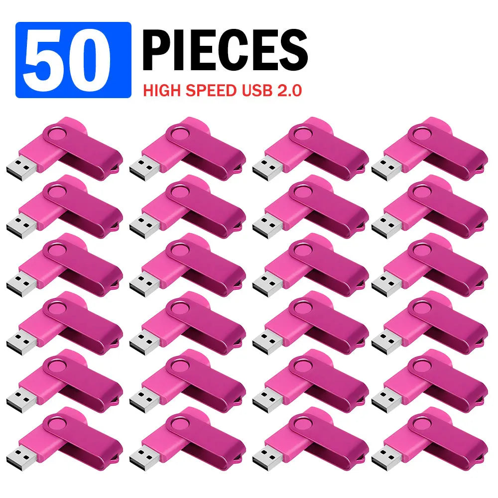 50-Pack Custom Logo USB 2.0 Flash Drives 4GB–64GB | Metal USB Flash Drive PRIMED 128 GB Rose X50pcs