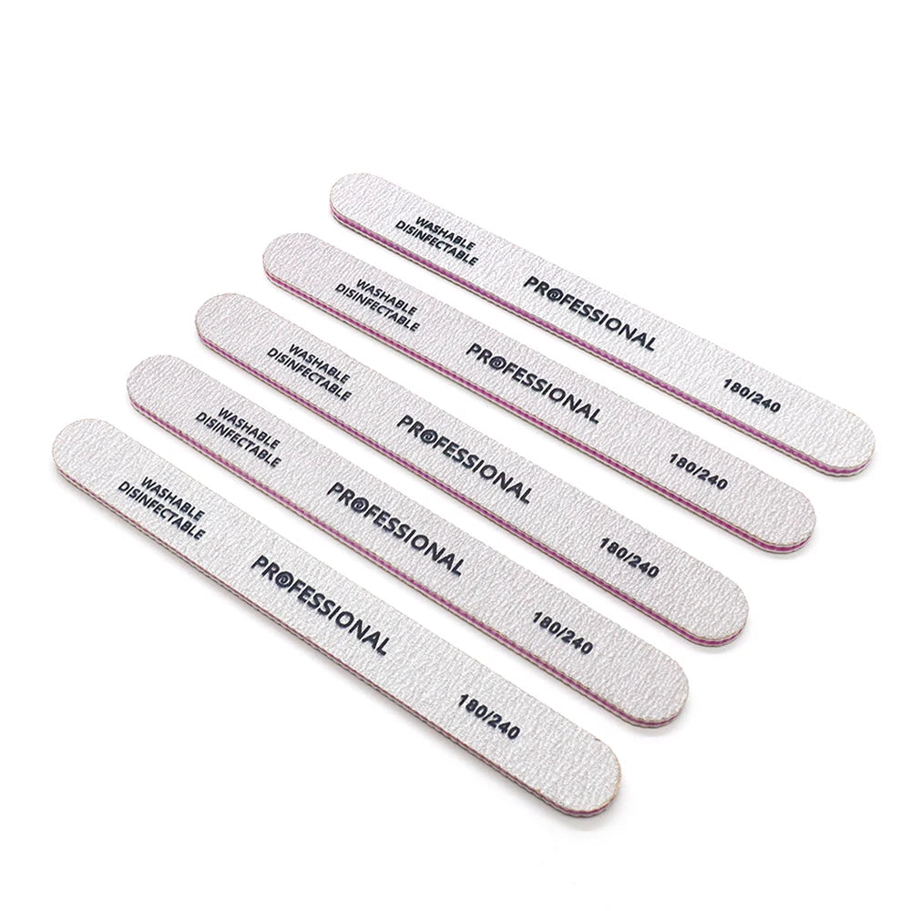 JEARLYU Grey Zebra Nail Files Multi-Grit Double Sided | 5/10 Pack Nail Files PRIMED 5pcs Grit180-240