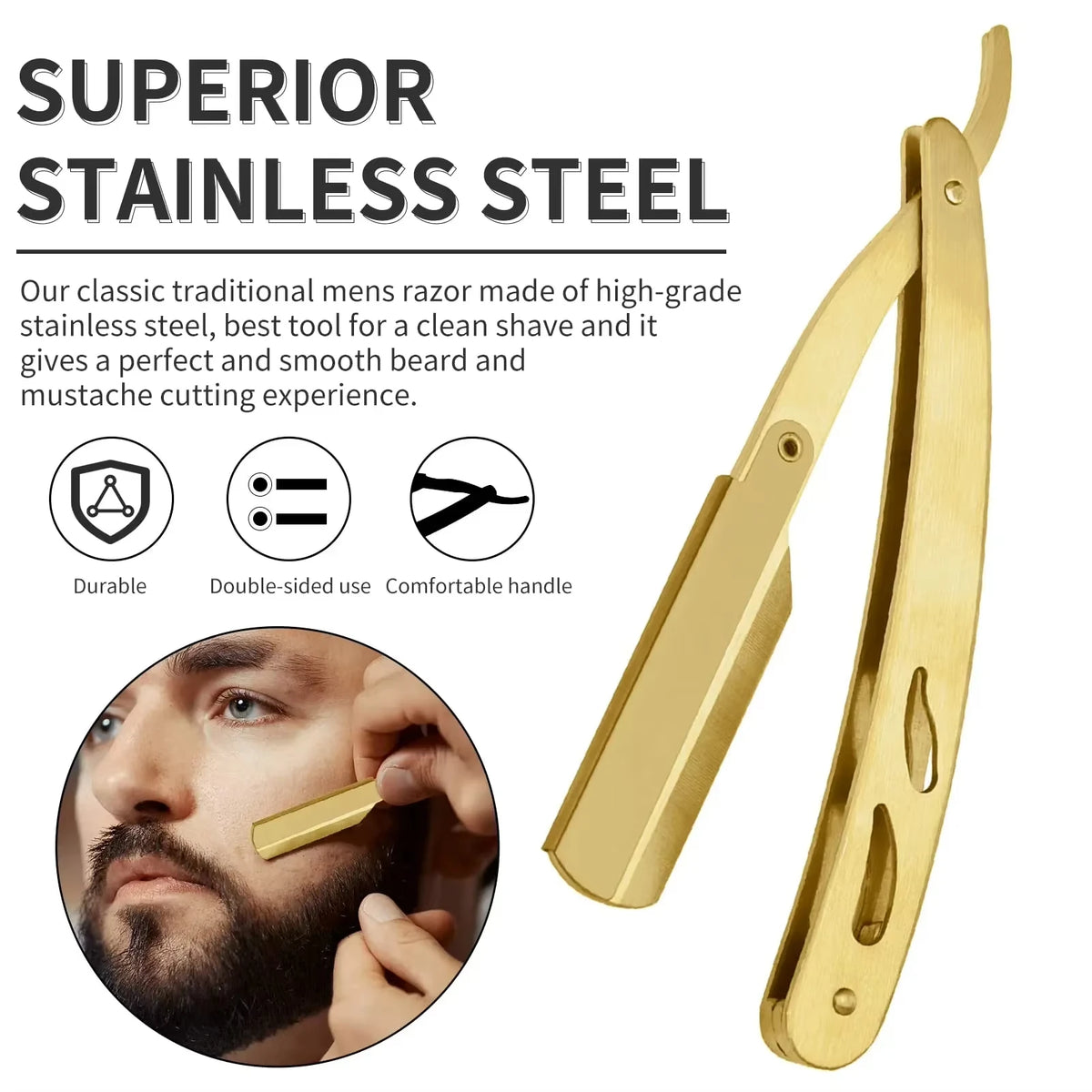 Men's Folding Shavette Razor – Replaceable Blades Barber Tool