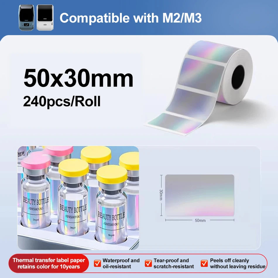 Niimbot M2 300DPI Portable Thermal Transfer Label Printer Thermal Label Printer PRIMED Only Laser50-30mm