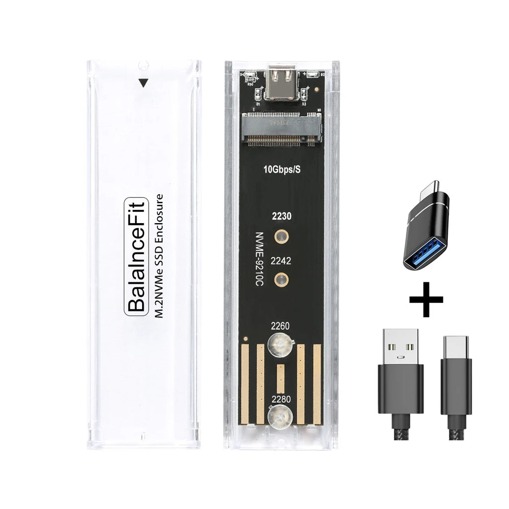 M.2 NVMe SSD Enclosure USB 3.1 Type-C | 2230–2280 Transparent SSD Enclosure PRIMED Transparent