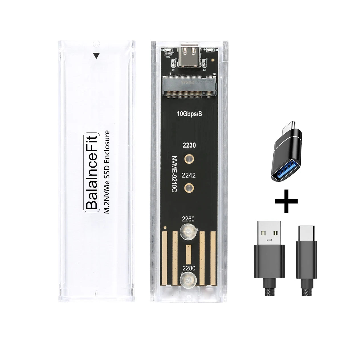 M.2 NVMe SSD Enclosure USB 3.1 Type-C | 2230–2280 Transparent SSD Enclosure PRIMED Transparent