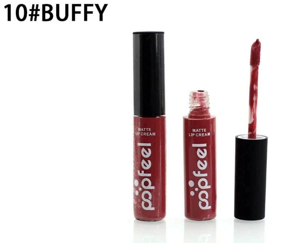 Popfeel 12-Pc Matte Liquid Lipstick Set – Waterproof Nude Lip Gloss