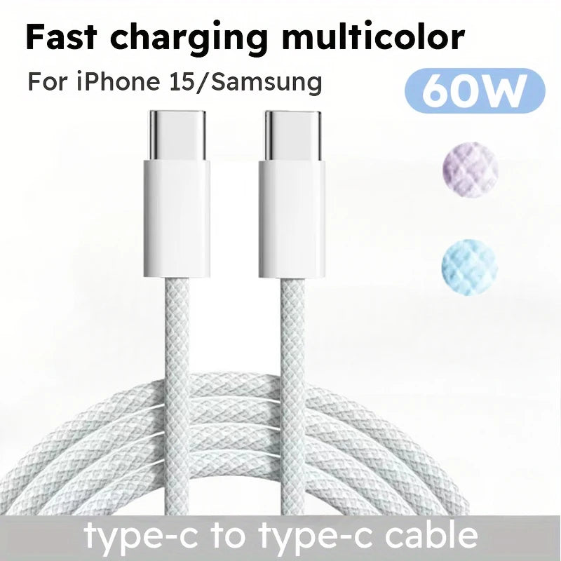 USB-C to USB-C PD 60W Fast Charging Cable 1M/1.5M/2M USB-C Charging Cable PRIMED