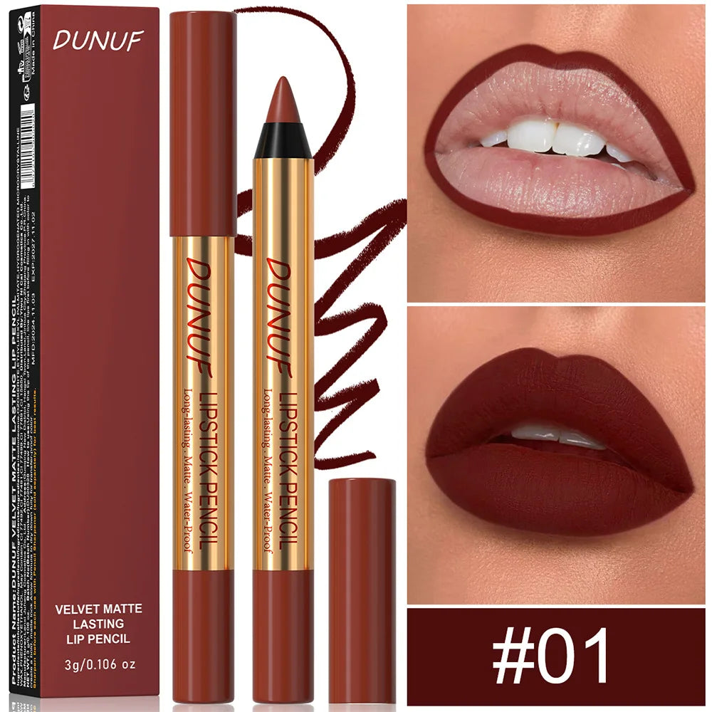 Waterproof Matte Lip Liner Pencil – Long-Lasting Dark Red