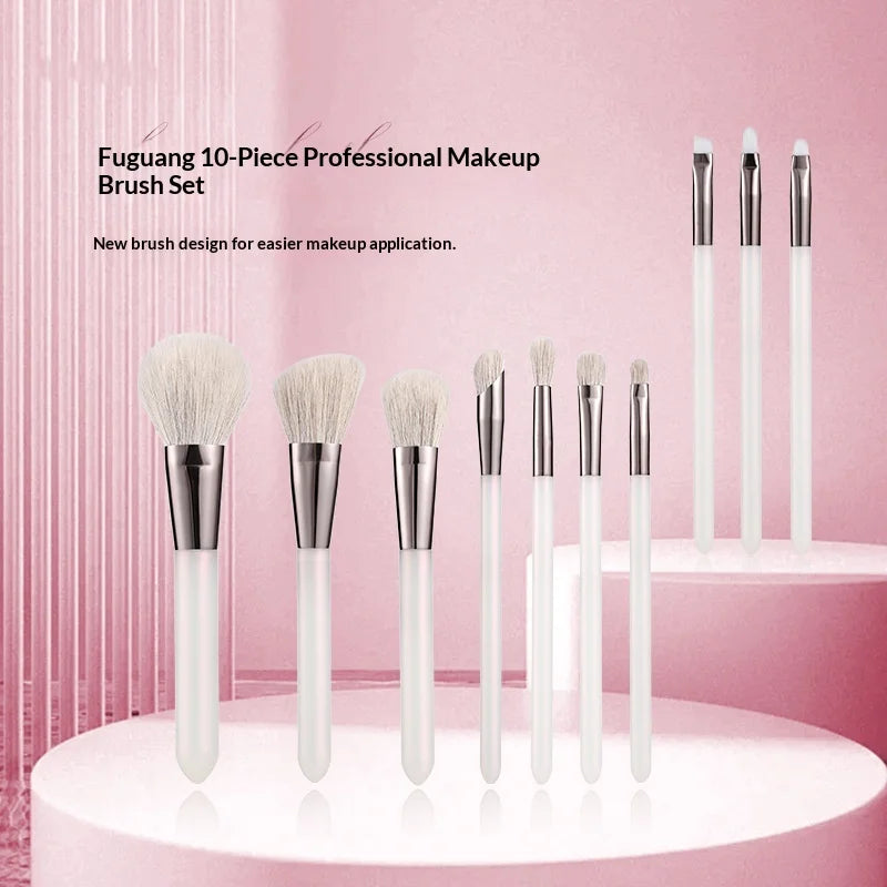 10-Piece Vegan Makeup Brush Set – Powder, Blush & Eye