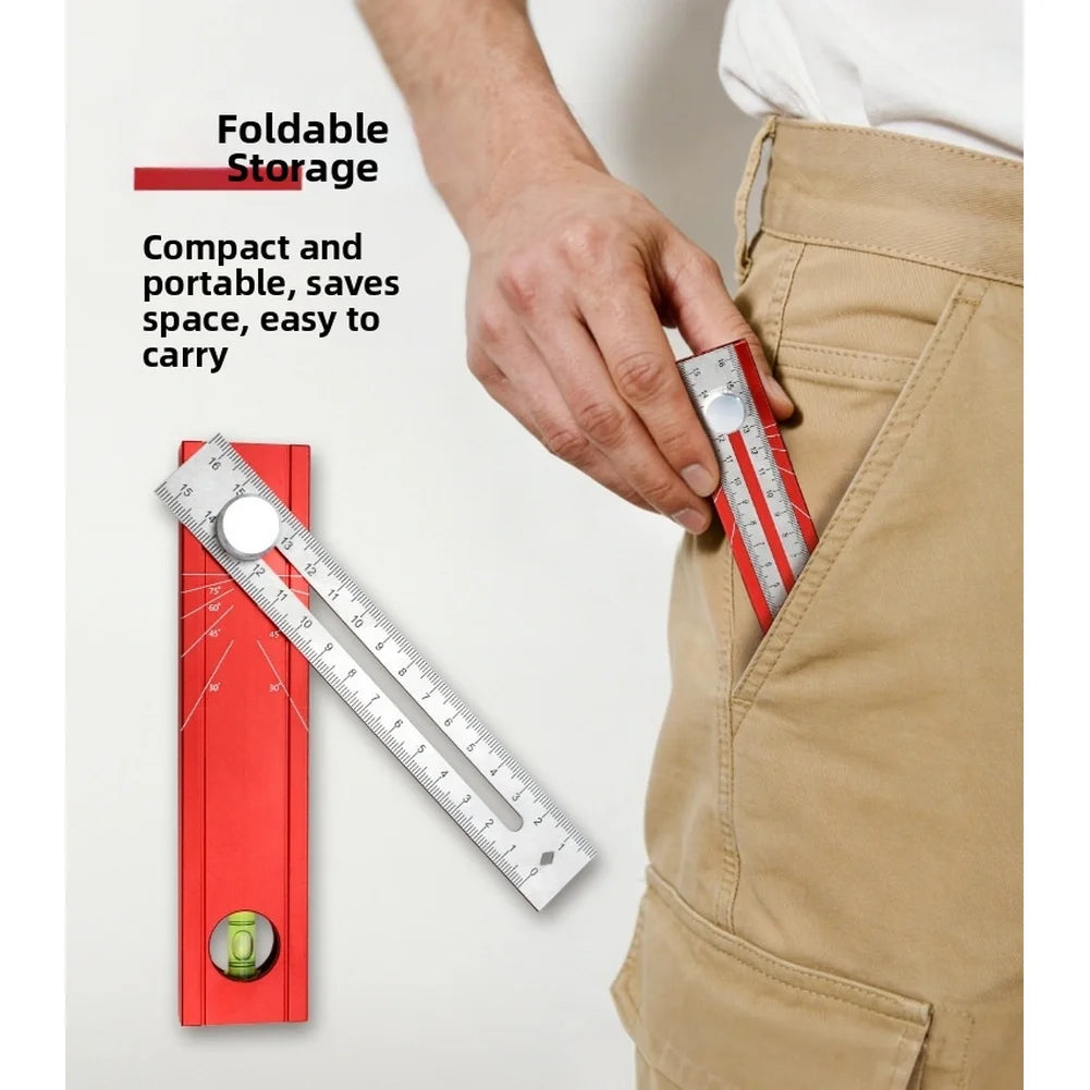 Precision Folding Ruler – Multi-Angle Depth Gauge & Level Folding Measuring Ruler PRIMED