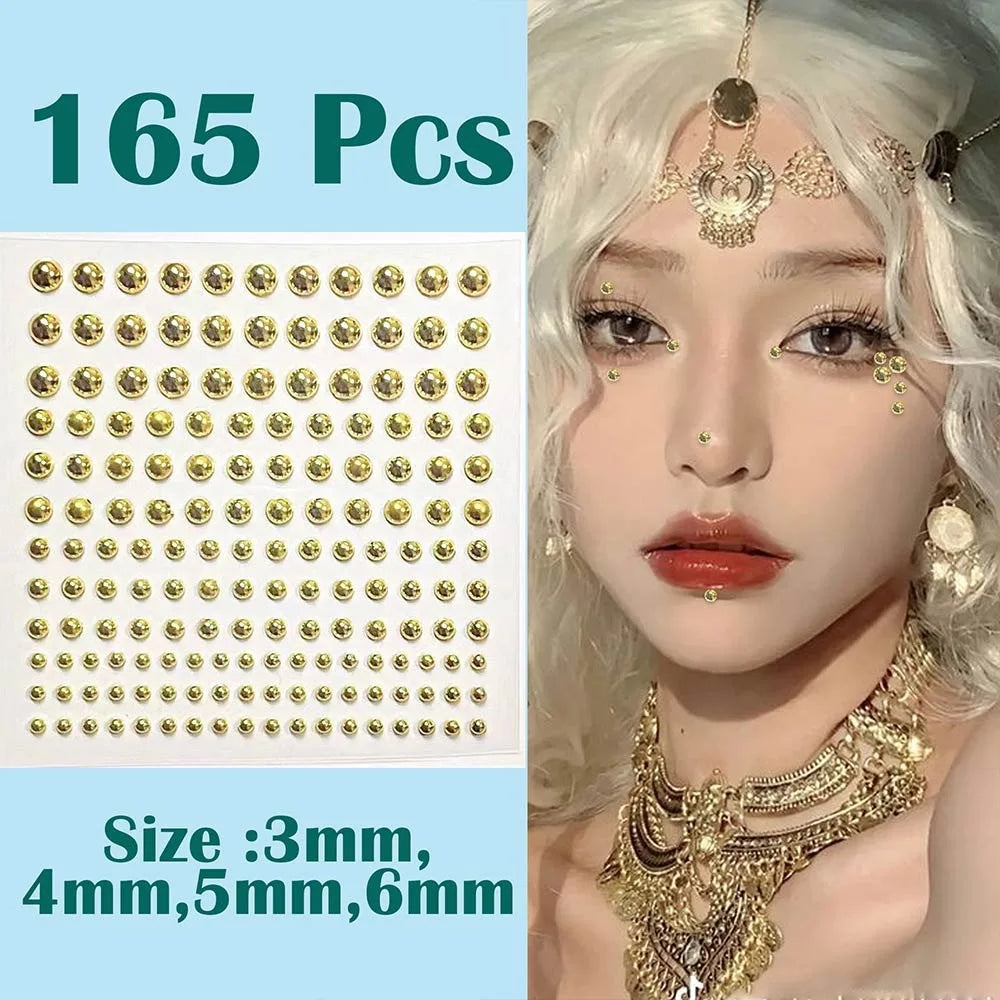 Non-Piercing Rhinestone Face Stickers – Faux Lip & Brow Gems