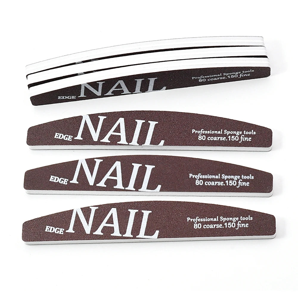 JEARLYU Half-Moon Nail File 80/150 Grit | 2/5/10 Pack Nail File Buffer PRIMED
