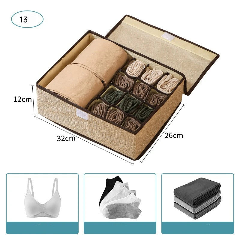 Underwear Sock & Tie Drawer Organizer with Lid | Non-Woven