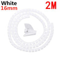 2M Flexible Spiral Cable Protector Sleeve 10mm & 16mm Cable Management Sleeve PRIMED 2M 16mm White