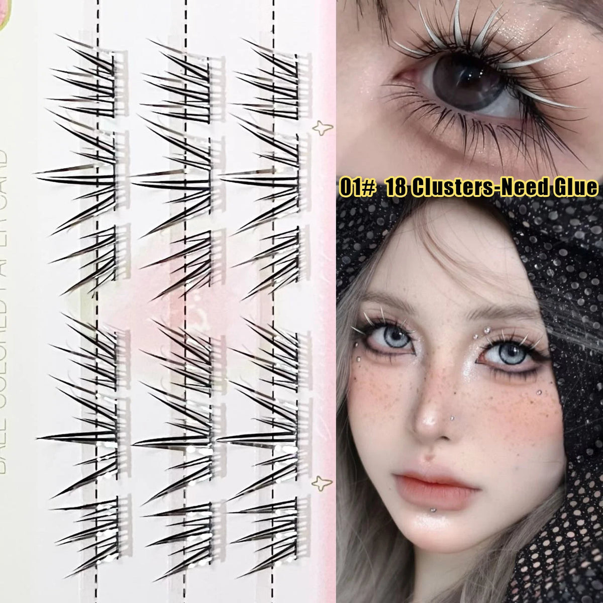 DIY Cluster False Eyelashes – Colorful Punk Lash Extensions False Eyelashes PRIMED 01 Need Glue C 0.05mm