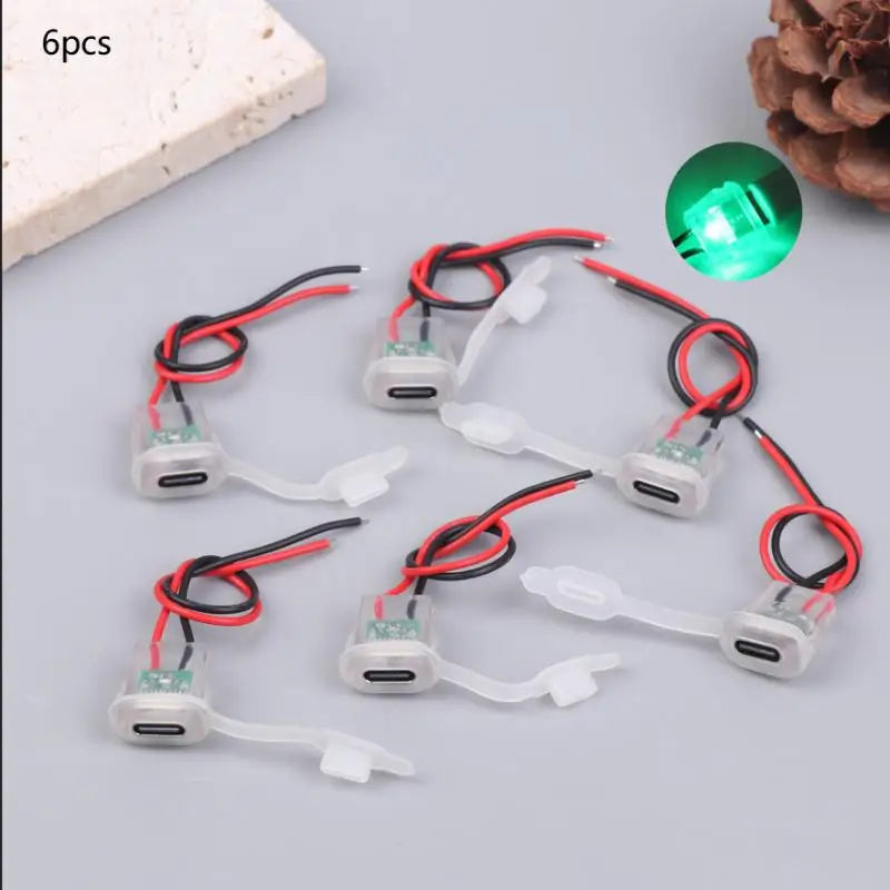 USB Type-C Waterproof Female Connector Night Light 3A 5V 3/6Pcs