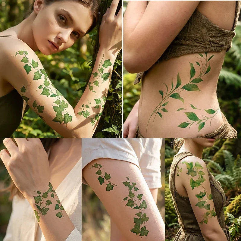 Green Vine Leaf Temporary Tattoo Sticker – Waterproof Body Art Temporary Tattoo Sticker PRIMED