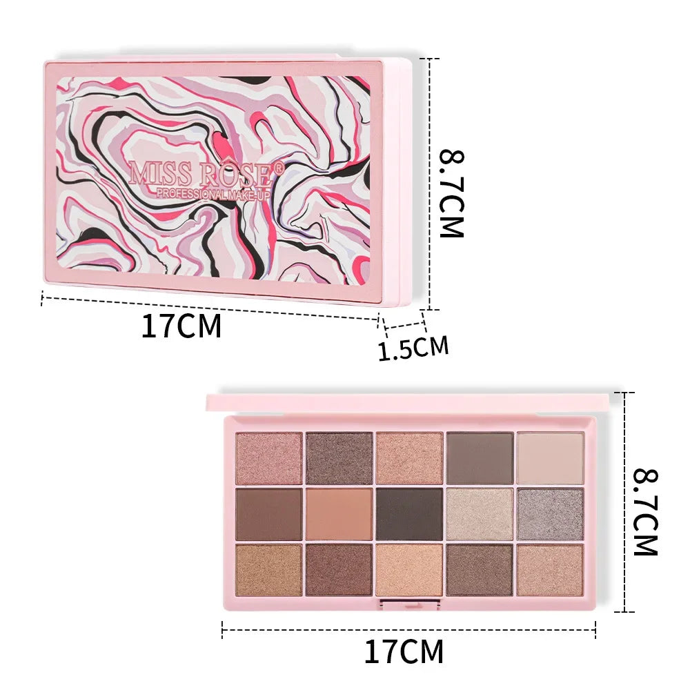 MISS ROSE 15-Color Nude Eyeshadow Palette – Matte & Shimmer Eyeshadow Palette PRIMED