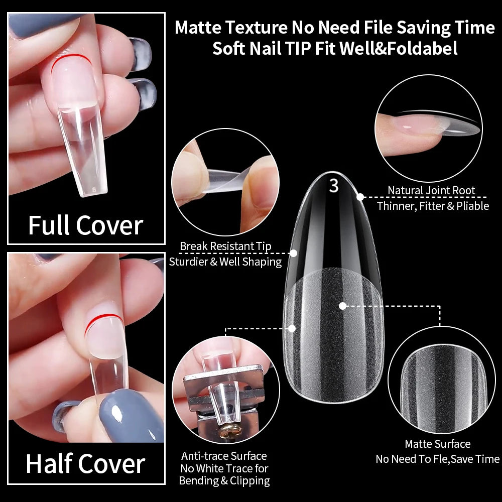 120pc French Press-On Nail Tips | Full Cover Acrylic Set