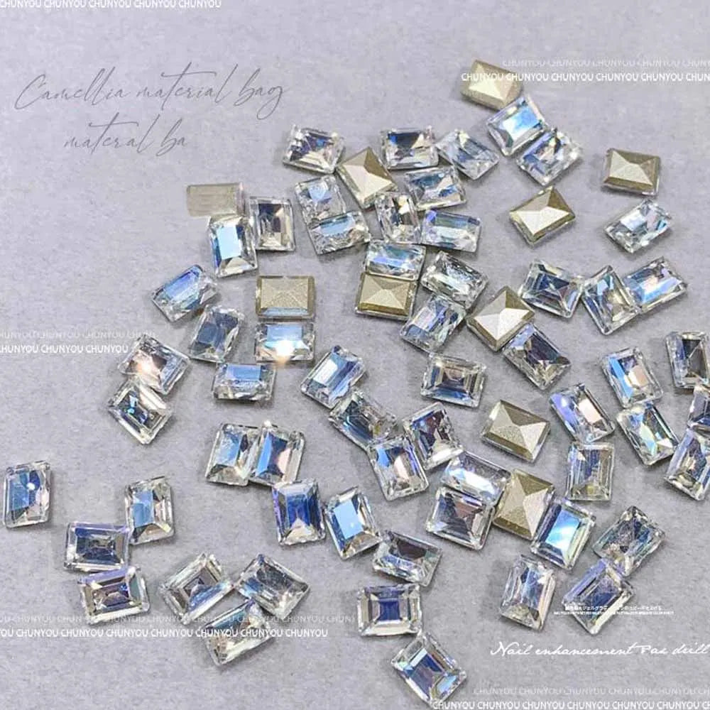 50Pcs 3D Pointed Square Nail Charms 6x8mm Rhinestone Gems Nail Art Charms PRIMED JZ86-3(50pcs)