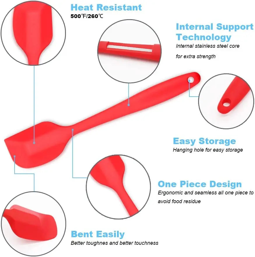 LMETJMA 27cm Silicone Spatula – Heat-Resistant Baking Scraper Silicone Baking Spatula PRIMED