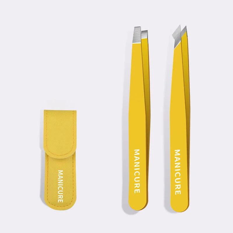 2-Pack Slanted Eyebrow Tweezers – Stainless Steel Precision
