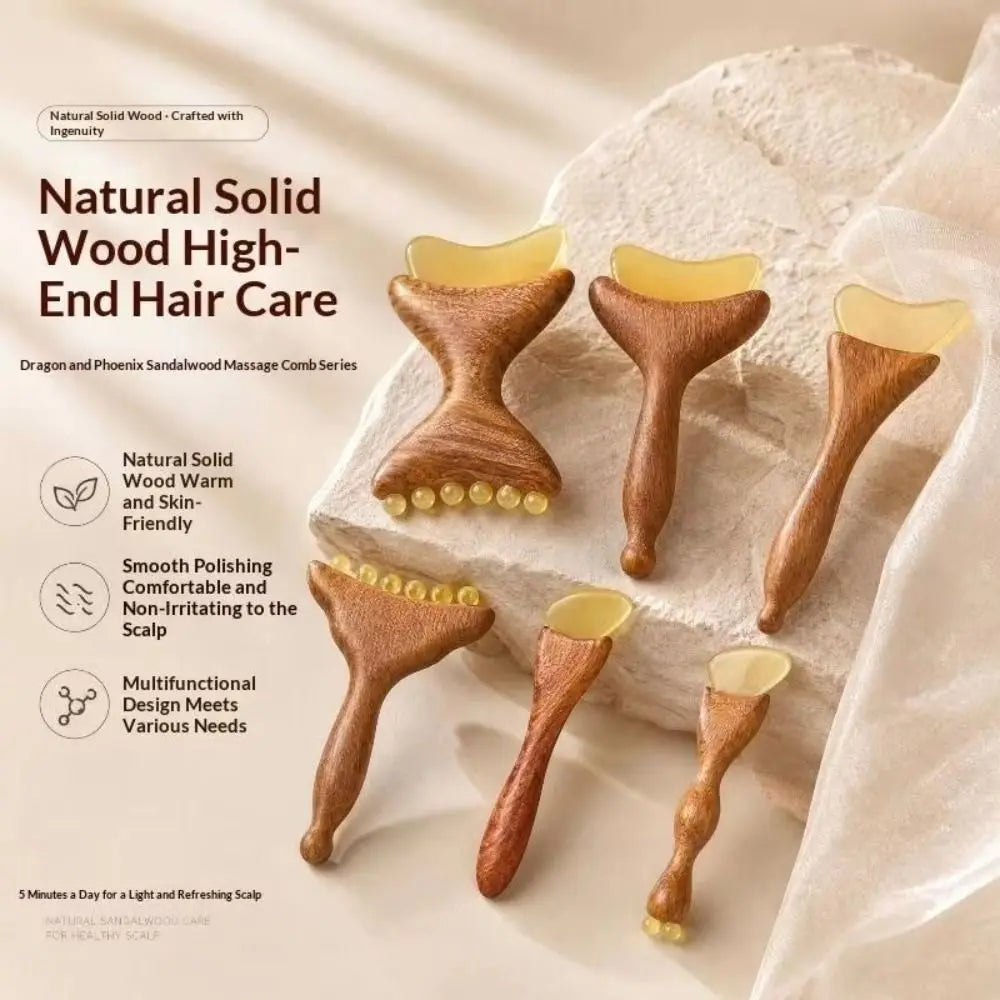 Wooden Handle Gua Sha Facial Massage Tool + Storage Pouch