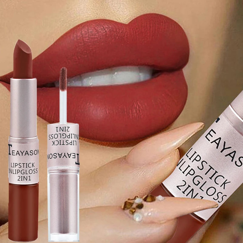 TEAYASON 2-in-1 Velvet Matte Lipstick & Lip Gloss Waterproof
