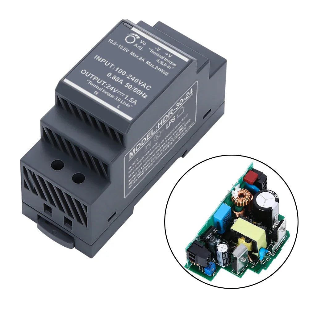 HDR-30-24 DIN Rail 30W Switching Power Supply 24VDC 1.5A DIN Rail Power Supply PRIMED