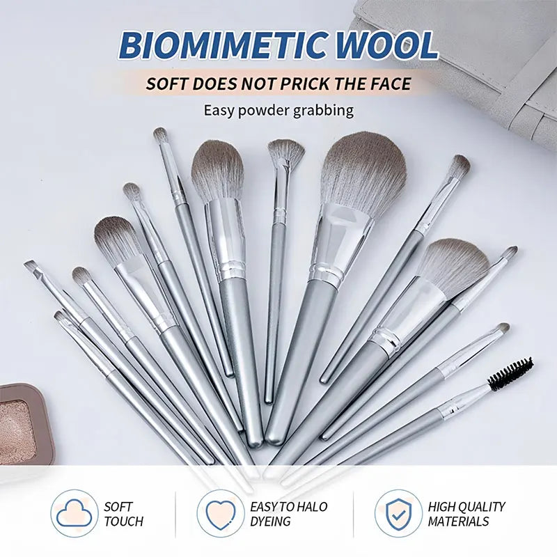 14-Piece Fluffy Makeup Brush Set – Foundation, Blush & Eye