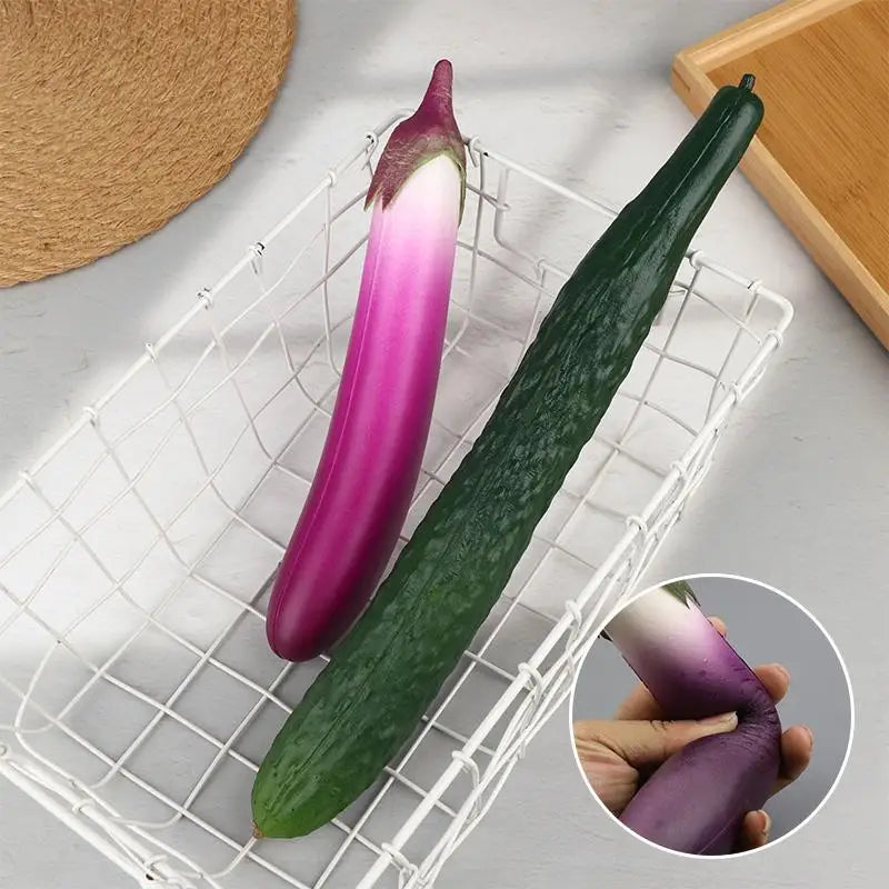 Realistic Fake PU Vegetable Decor – Cucumber & Aubergine Prop