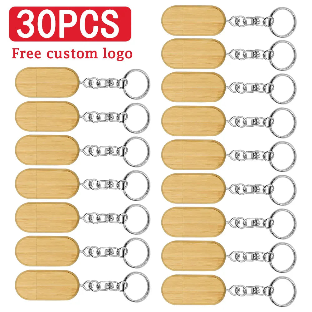 Wooden USB Flash Drive Custom Logo Key Chain | 4–32GB Bulk Wooden USB Flash Drive PRIMED 4GB Carbon-30p