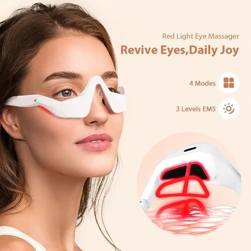 Wireless Eye Massager – Warm Heat & Red Light Wand | White Eye Massager Wand PRIMED