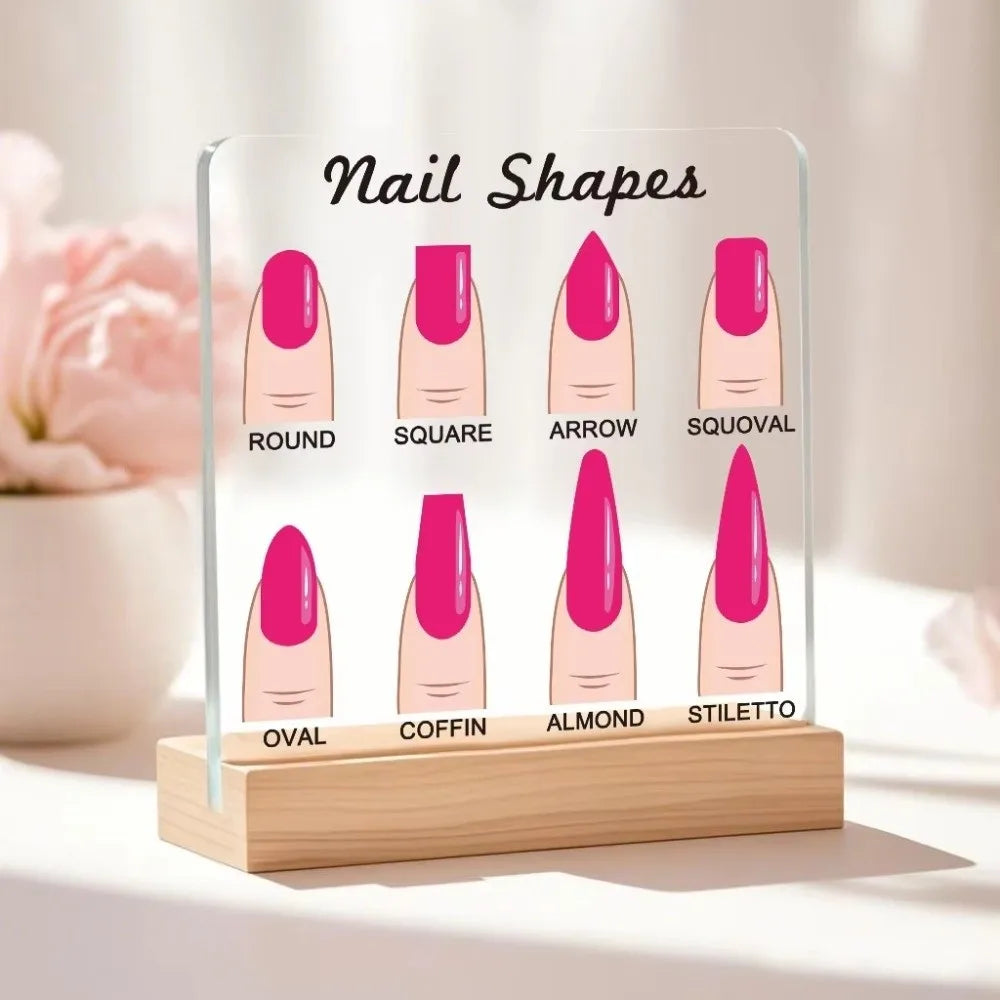 Acrylic Nail Shape Display Board – 6 Shapes Transparent Stand