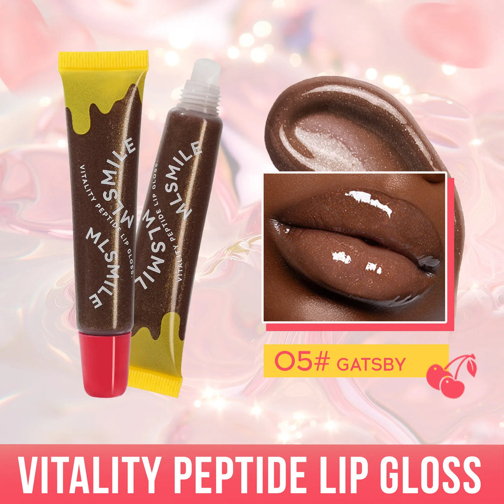 MLSMILE Peptide Plumping Lip Gloss – Clear Hydrating Glaze Plumping Lip Gloss PRIMED 05