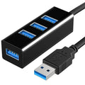 4-Port USB 3.0 Hub Splitter – High-Speed PC & Laptop Expander USB Hub PRIMED Black 30cm