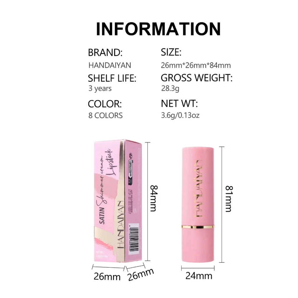 Handaiyan Glitter Diamond Lipstick – 8 Shades Waterproof Glitter Lipstick PRIMED