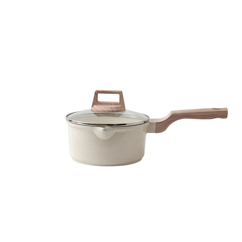 DONNOR Nonstick Granite Saucepan with Lid – All Stove Types Nonstick Saucepan PRIMED Beige
