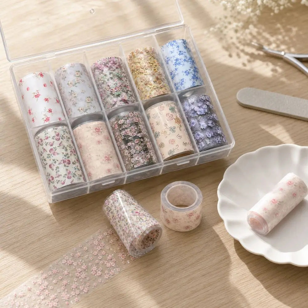 Lace Rose Nail Foil Stickers – Black White Sequin Manicure